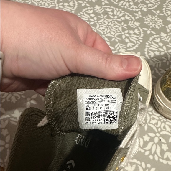 Converse Olive Green All Star Lift  High-Tops with Embroidered Accents - Picture 6 of 6